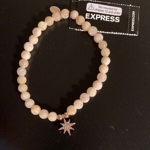 Express Cream Beaded Bracelet with Star Charm